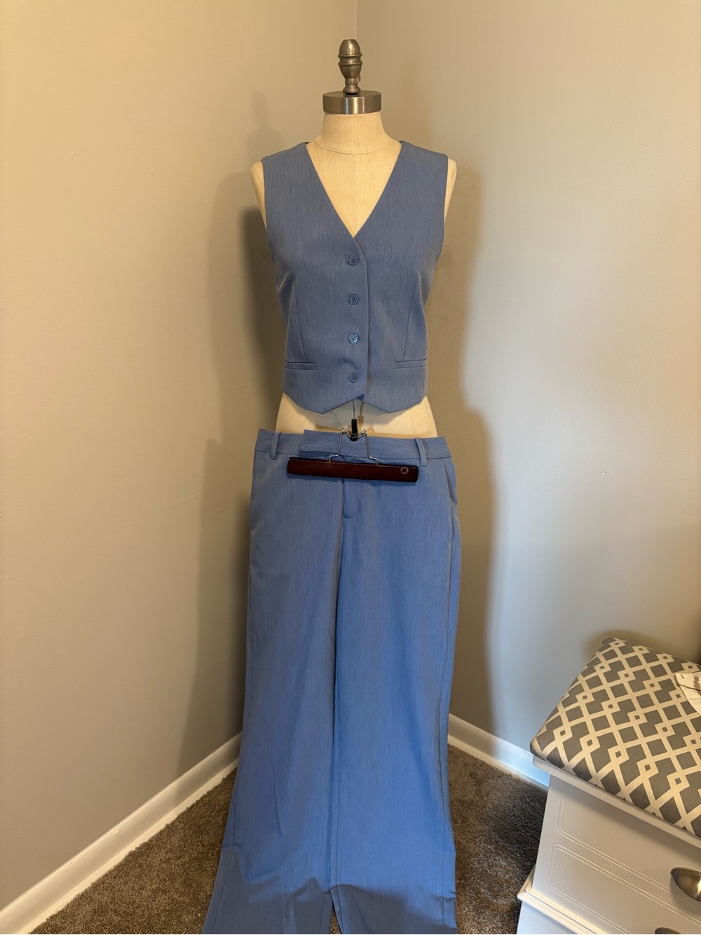Wayf Light Blue Vest and Trouser Set